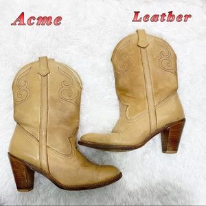 Acme-Tan leather western midi boot 9